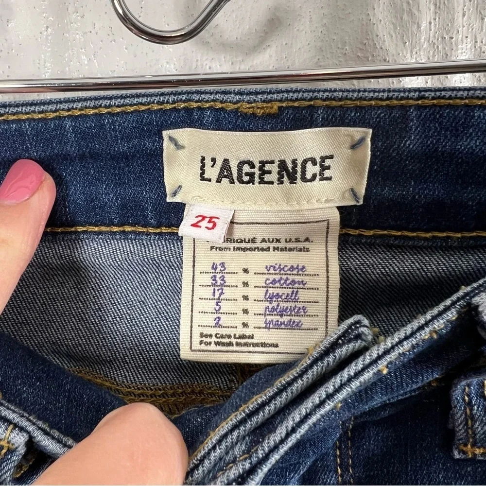 L’agence Margot Racer Stripe High Rise Ankle Skinny Neptune 25 - Picture 6 of 8